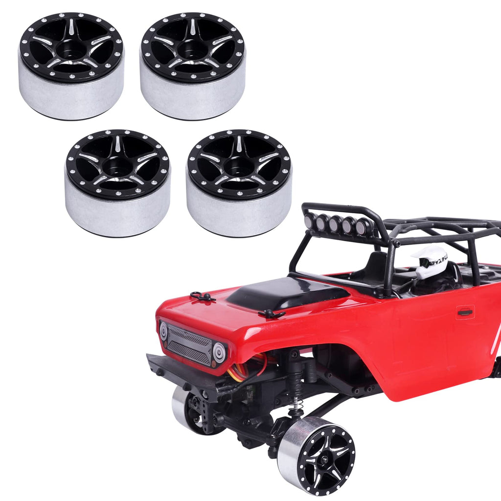 1.0 Beadlock Wheel Rims for 1/24 RC Crawler Cars - Compatible with Axial SCX24 Models (4 Pack)