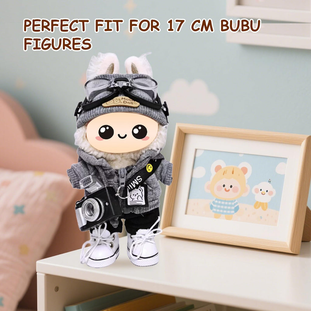 10 Complete Outfits for 15cm/17cm Labubu & Blythe Dolls – Premium Fabric Fashion Set by Mengudig