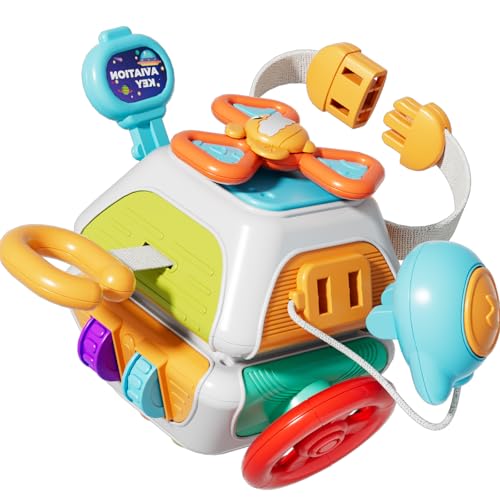 10-in-1 Montessori Busy Board Activity Cube for Toddlers 1-3, Sensory Travel Toys for 6-18 Months, Educational Gift for Boys & Girls