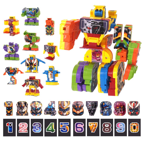10-in-1 Number Robots Transforming Toy Set – Build a Giant 12-Inch Robot, STEM Learning Blocks for Ages 3-8