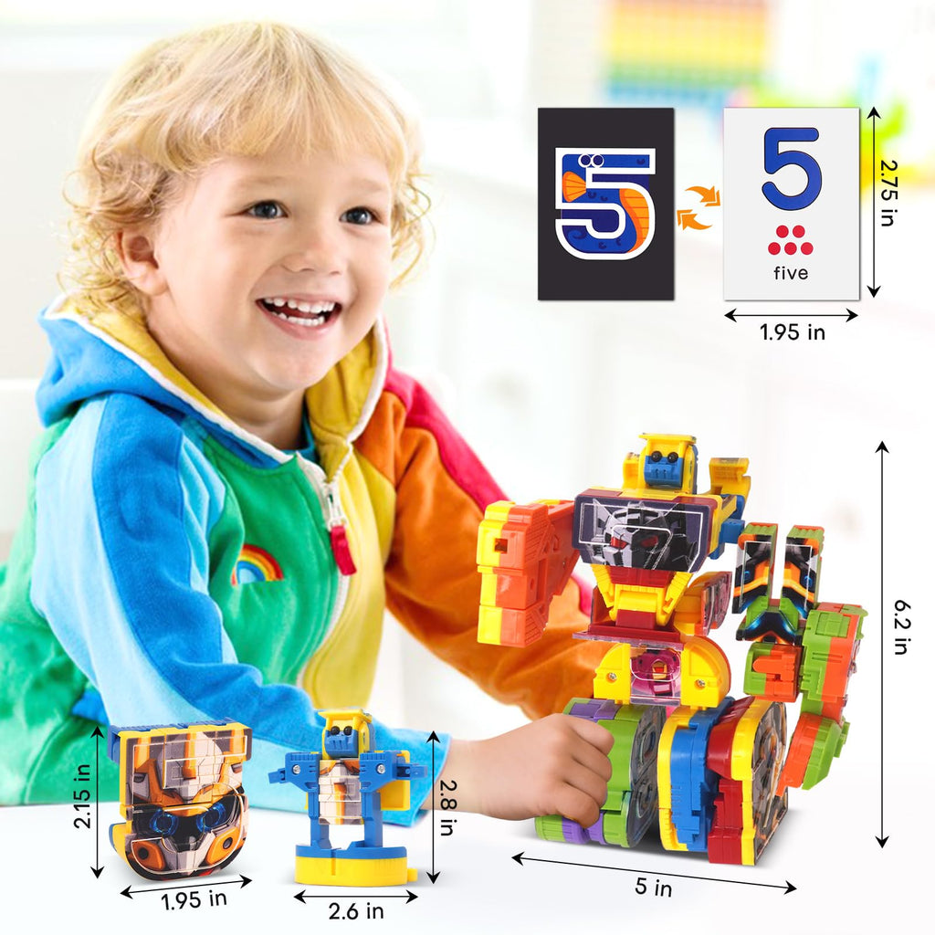 10-in-1 Number Robots Transforming Toy Set – Build a Giant 12-Inch Robot, STEM Learning Blocks for Ages 3-8