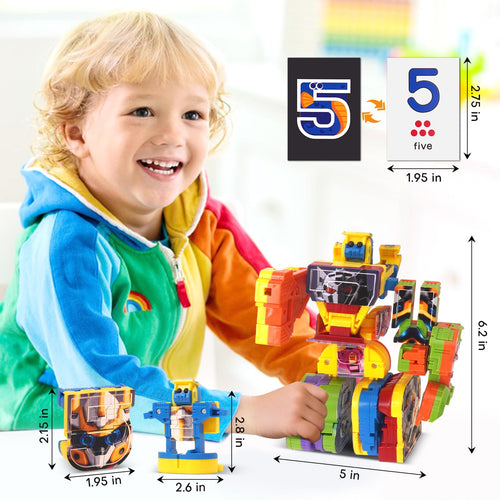 10-in-1 Number Robots Transforming Toy Set – Build a Giant 12-Inch Robot, STEM Learning Blocks for Ages 3-8