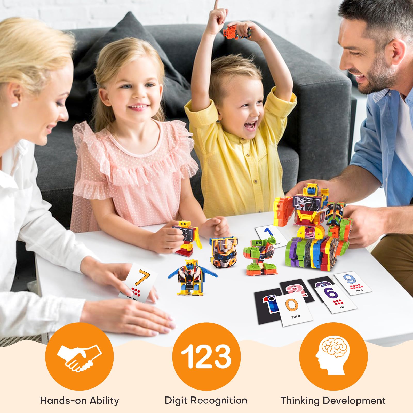 10-in-1 Number Robots Transforming Toy Set – Build a Giant 12-Inch Robot, STEM Learning Blocks for Ages 3-8