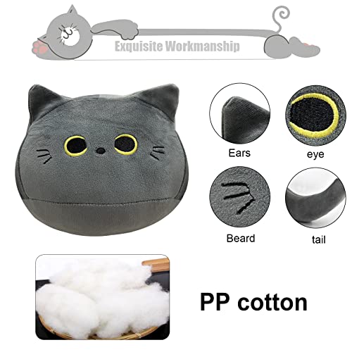 10 inch Gray Cat Plush Toy, Soft Squishy Pillow by AudeRhine - Kawaii Stuffed Animal Gift for Cat Lovers