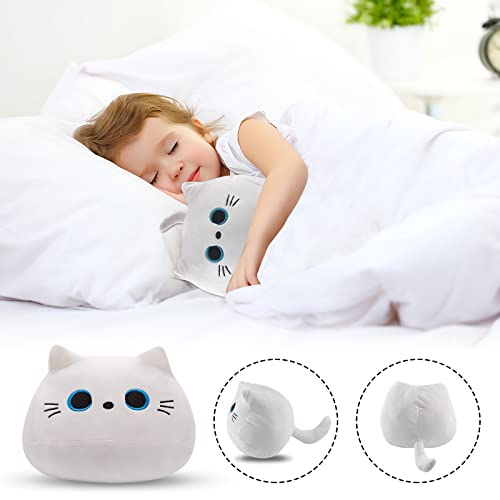 10-Inch Soft White Cat Plush Toy – Cute Squishy Plushie for Cat Lovers