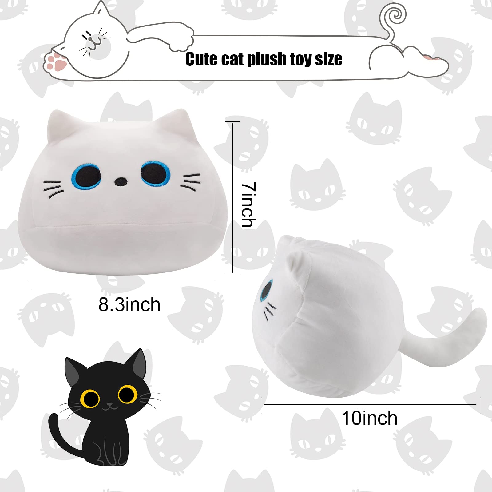 10-Inch Soft White Cat Plush Toy – Cute Squishy Plushie for Cat Lovers