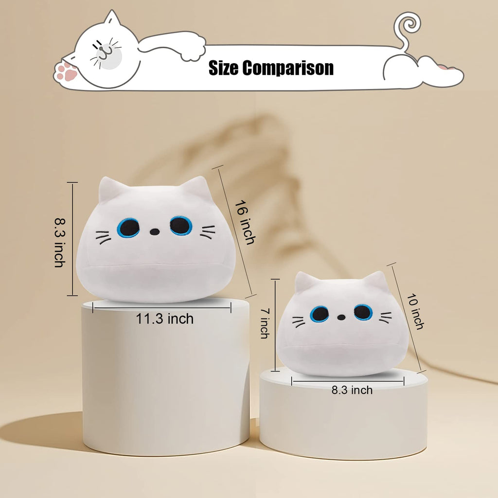 10-Inch Soft White Cat Plush Toy – Cute Squishy Plushie for Cat Lovers