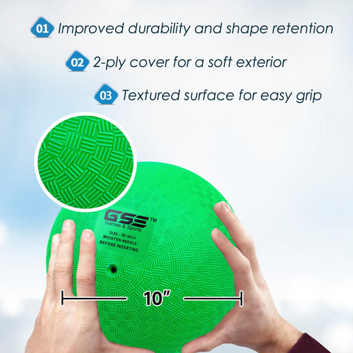 10" Inflatable Playground Ball by GSE Games & Sports Expert – Durable, BPA-Free PVC – for Dodgeball, Kickball & More (Green)