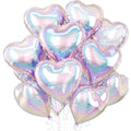 10 Pack 18 Inch Iridescent Heart Foil Balloons – Rainbow Gradient Self-Sealing Balloons for Weddings, Birthdays & Valentine's Day