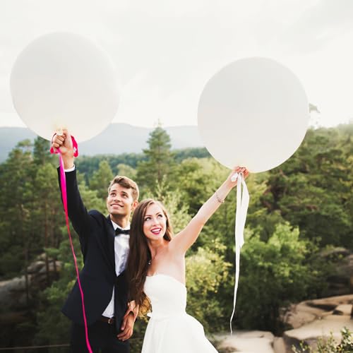 10 Pack 36 Inch White Balloons with 65ft Green Fabric Vine – Giant Latex Balloons for Party Decor
