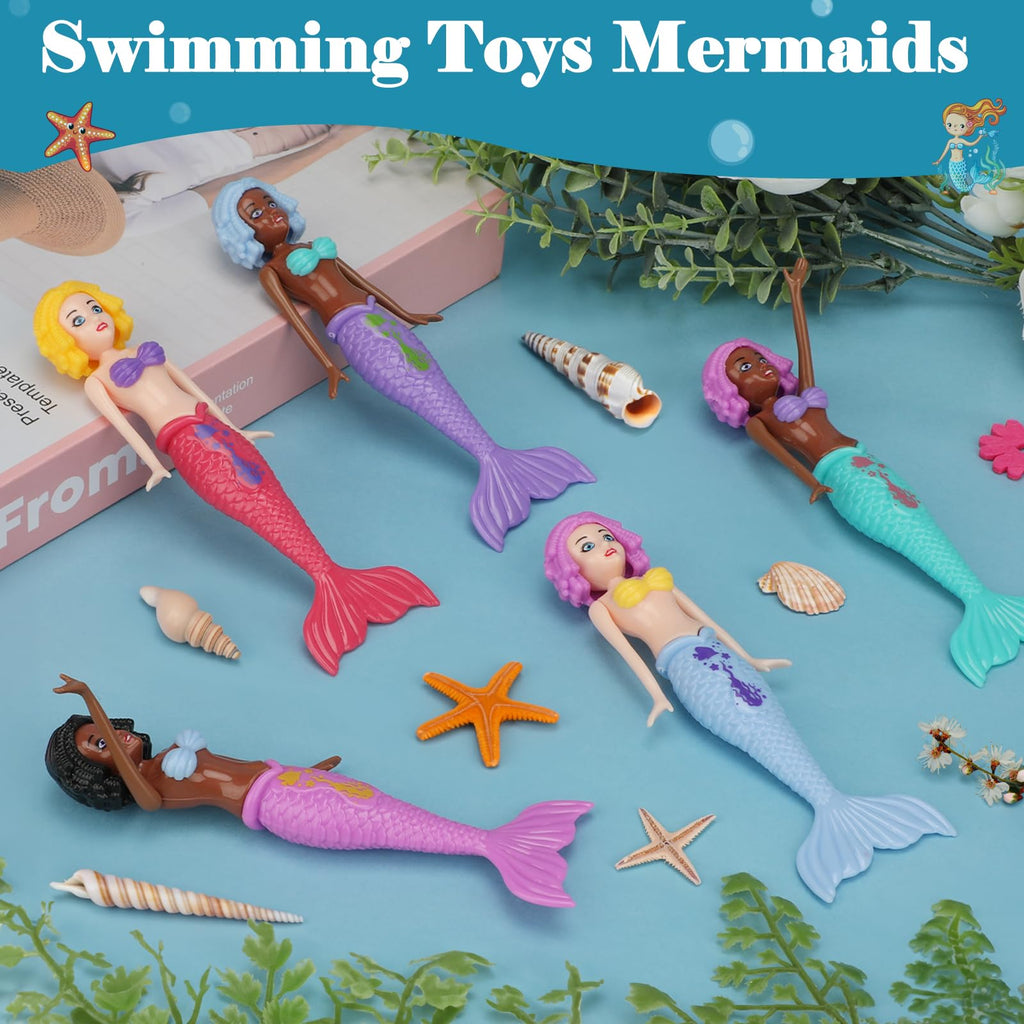 10-Pack Colorful Mermaid Diving Toys for Kids Ages 3-12 – Non-Repeating Styles, Underwater Sinking Pool Toys for Bath & Swimming Fun