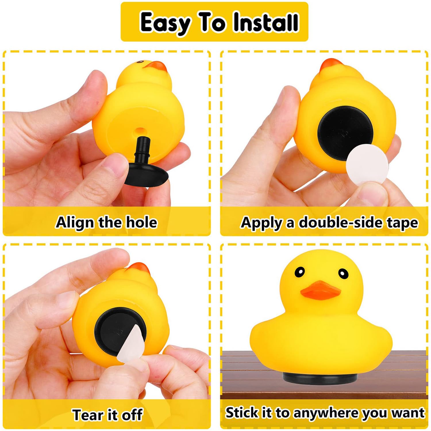 10-Pack Duck Holders for Jeep Dash – Rubber Duck Mounts with Locking Rings and Adhesive Stickers