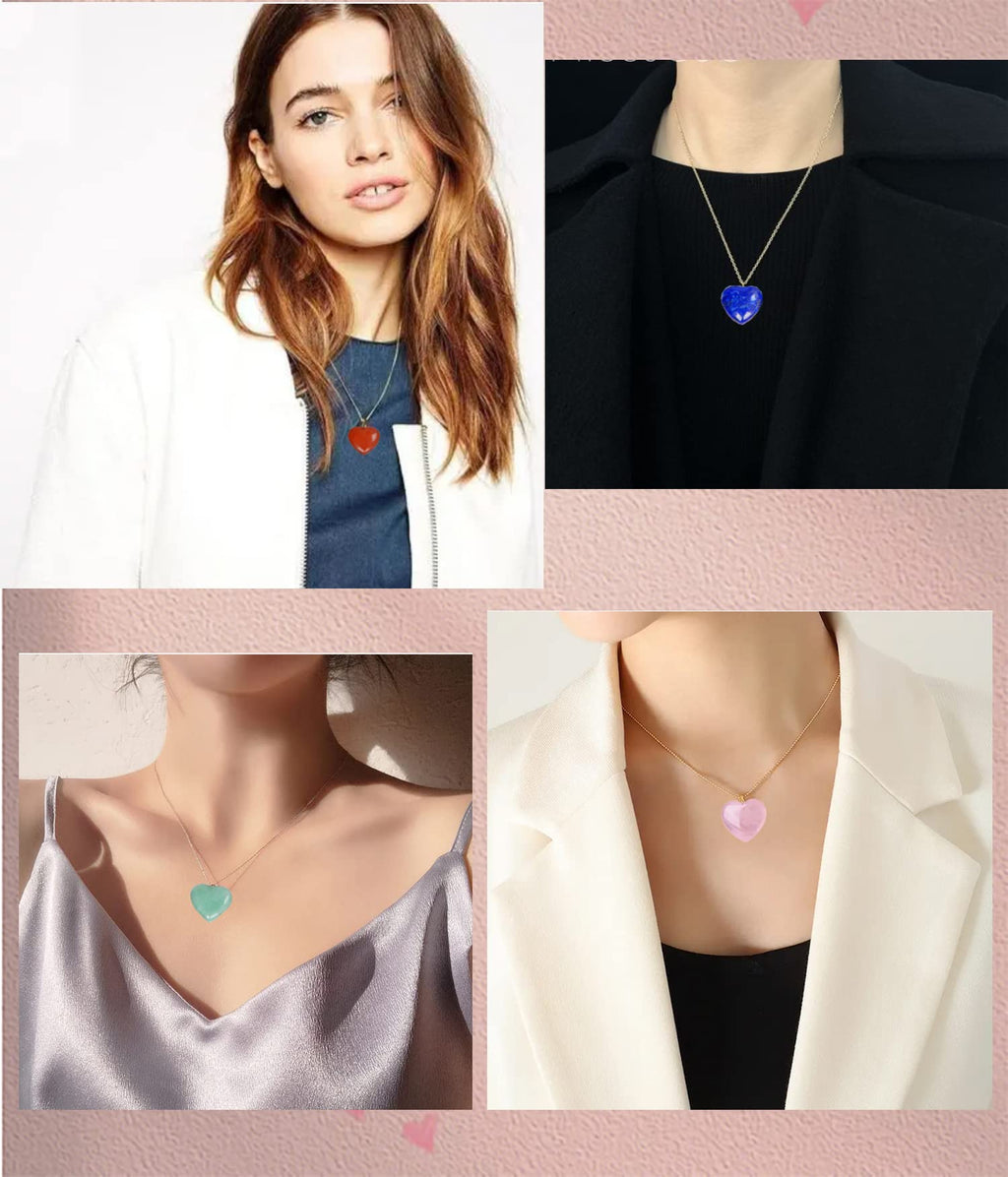 10-Pack Genuine Rose Quartz Heart Pendants – Natural Stone Charms for Jewelry Making with Silver Necklace