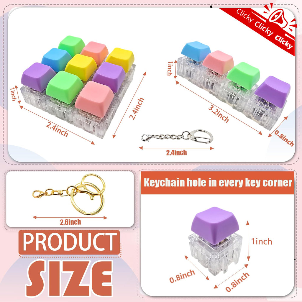 10-Pack Modular Keyboard Fidget Toy with RGB Light and Stickers – Build Shapes, Relieve Stress