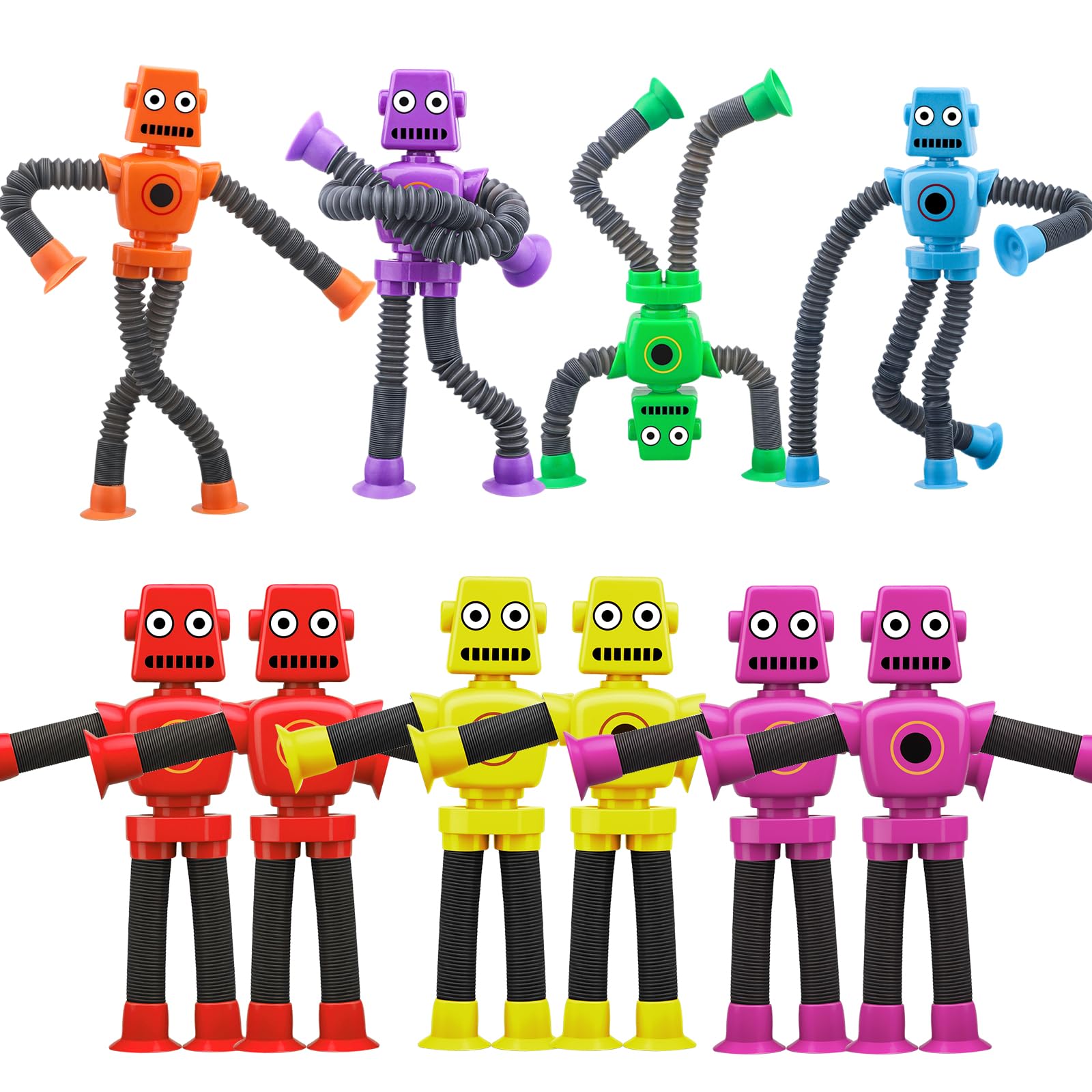 10-Pack Pop Tube Fidget Toys with Suction Cups – Stretchy Telescopic Sensory Toys for Boys Girls