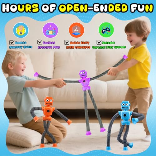 10-Pack Pop Tube Fidget Toys with Suction Cups – Stretchy Telescopic Sensory Toys for Boys Girls