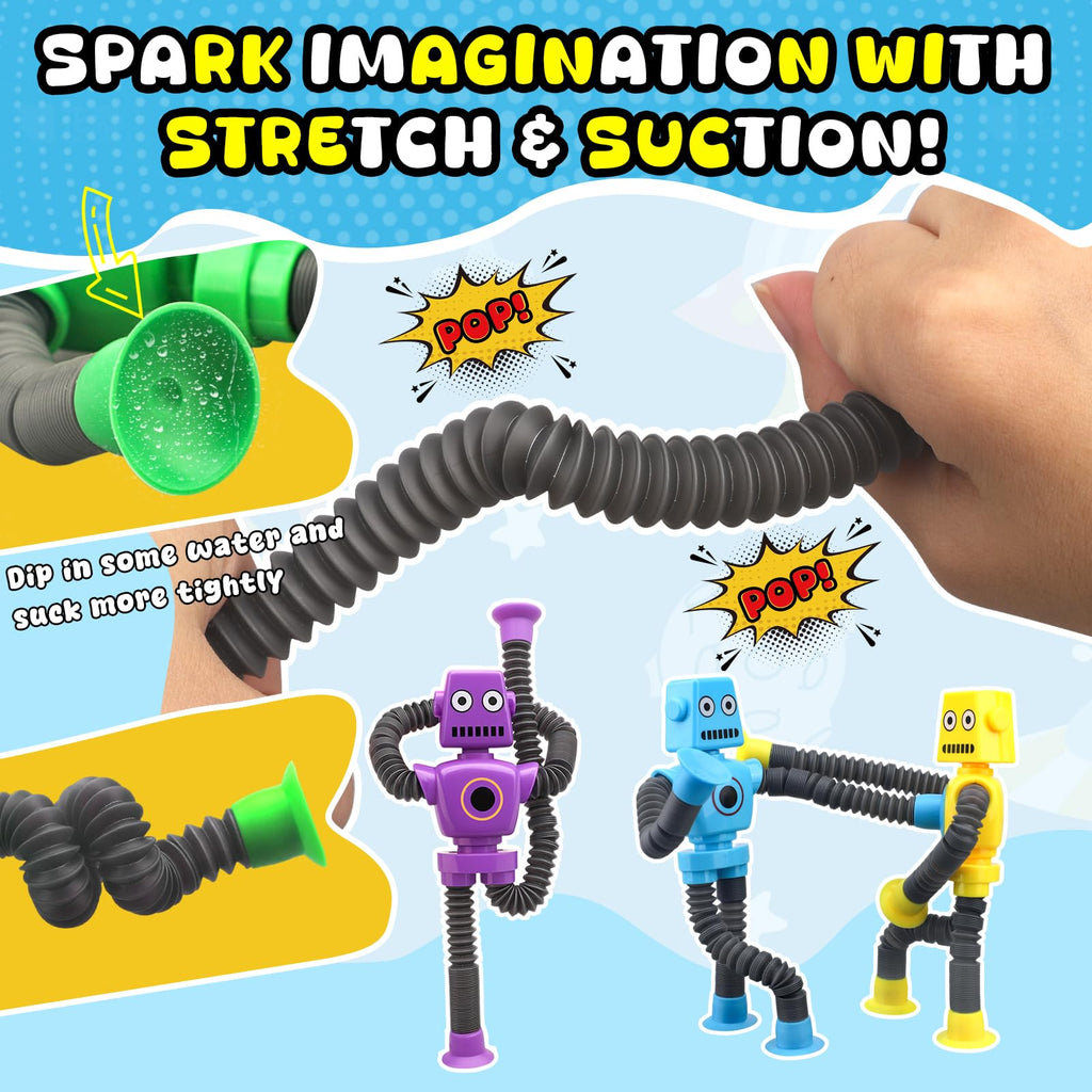 10-Pack Pop Tube Fidget Toys with Suction Cups – Stretchy Telescopic Sensory Toys for Boys Girls