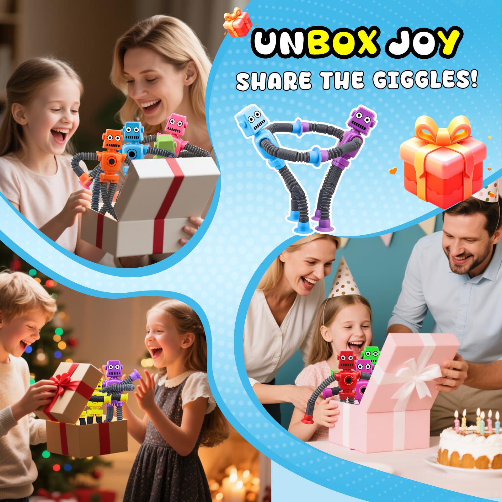 10-Pack Pop Tube Fidget Toys with Suction Cups – Stretchy Telescopic Sensory Toys for Boys Girls