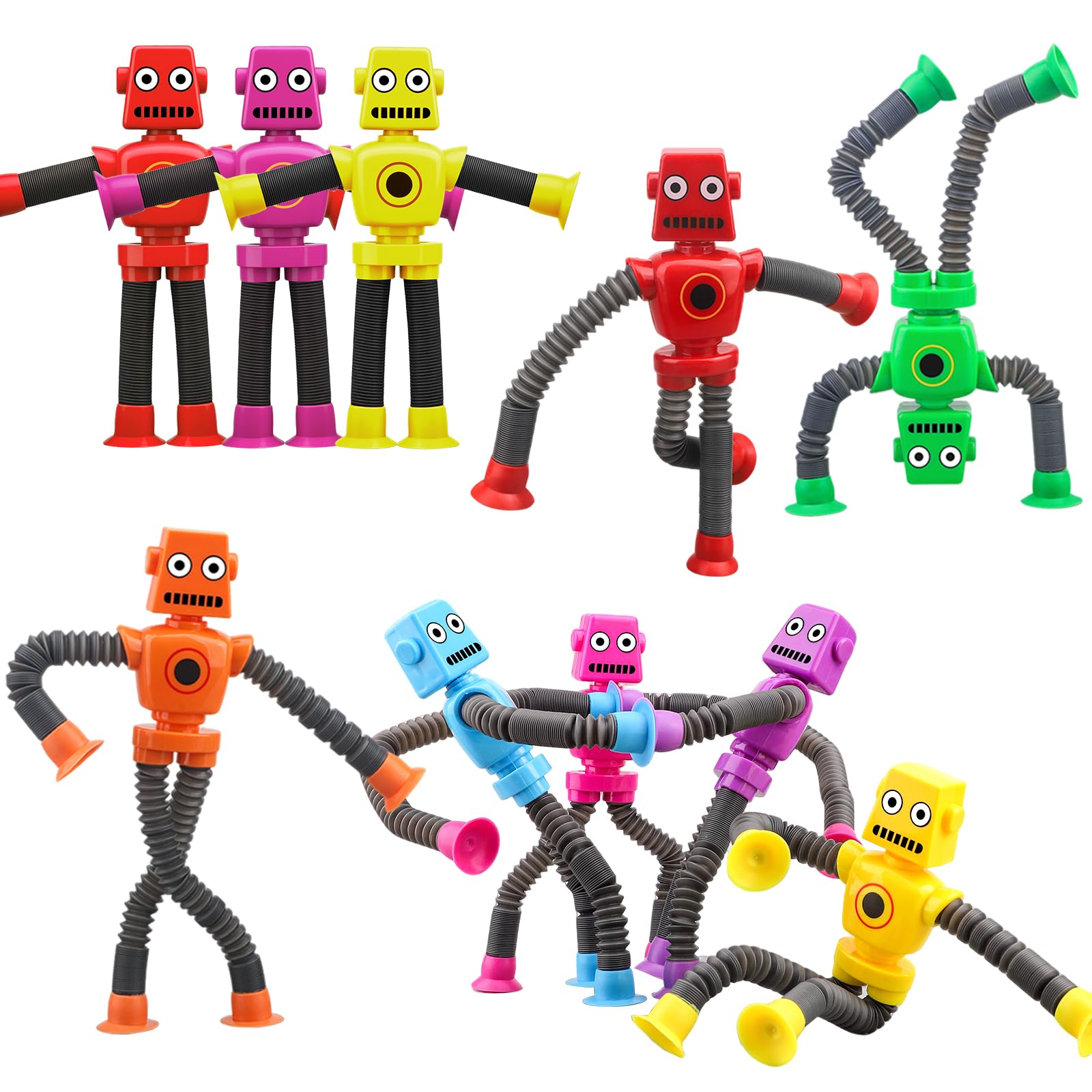 10-Pack Pop Tube Fidget Toys with Suction Cups – Stretchy Telescopic Sensory Toys for Boys Girls