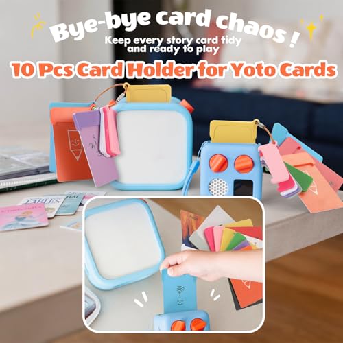 10 Pack Reusable Plastic Yoto Card Holders with Stainless Steel Ring - Portable Storage Sleeves for Yoto Mini & Player