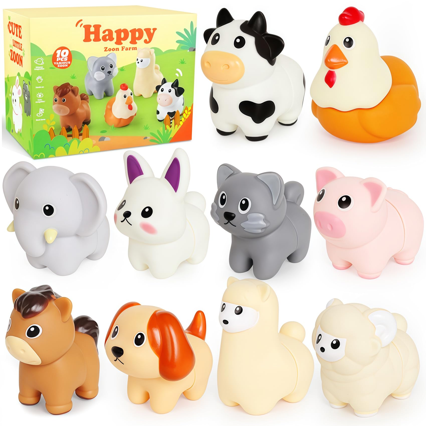 10-Piece Toddler Animal Matching Toys - Montessori Learning Games for Ages 1-3