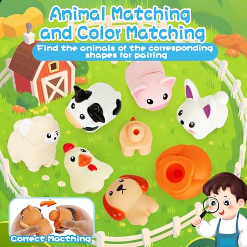 10-Piece Toddler Animal Matching Toys - Montessori Learning Games for Ages 1-3