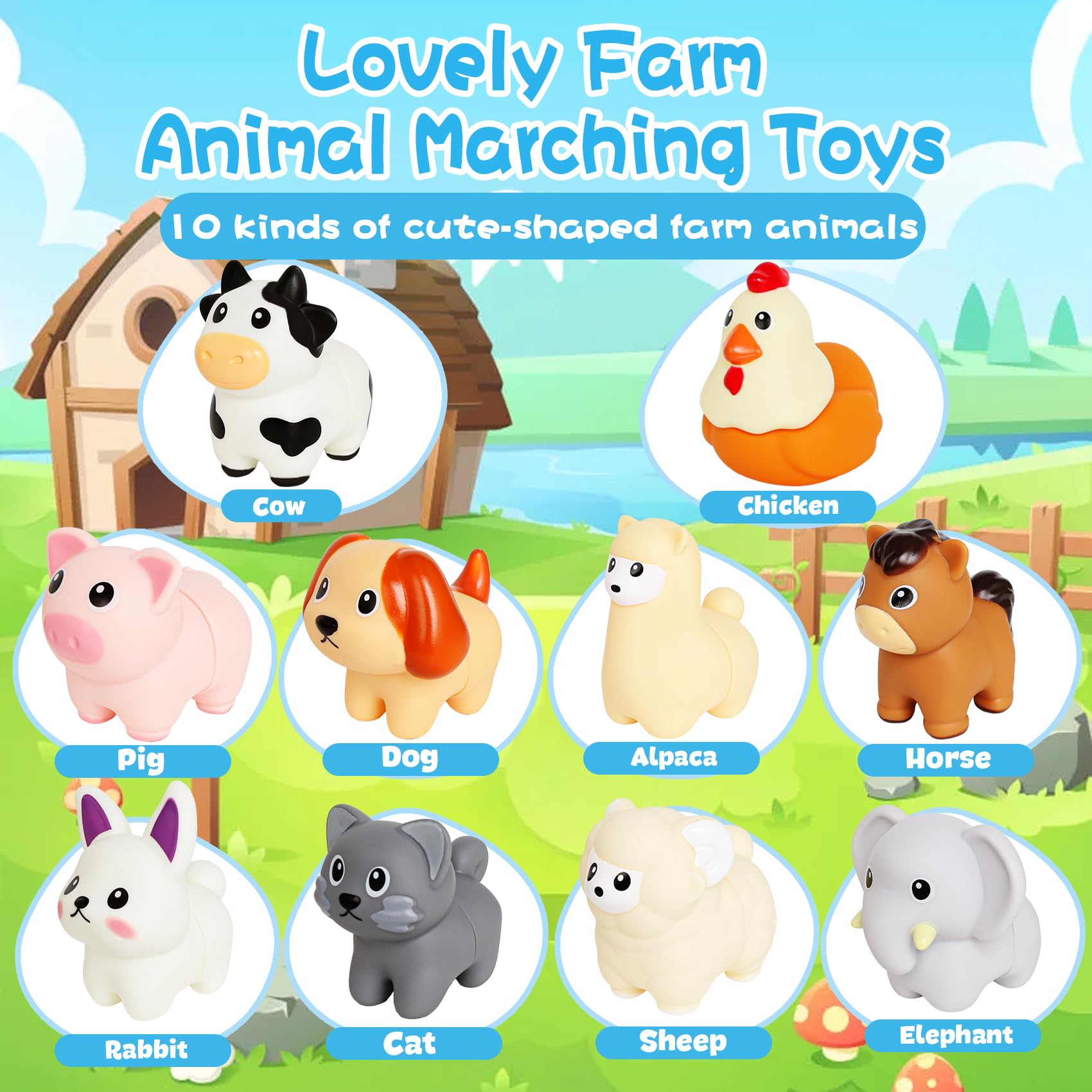 10-Piece Toddler Animal Matching Toys - Montessori Learning Games for Ages 1-3
