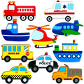 10-Piece Transportation Fridge Magnets for Toddlers – Car, Boat, Aircraft PVC Magnets for Kids Educational Play