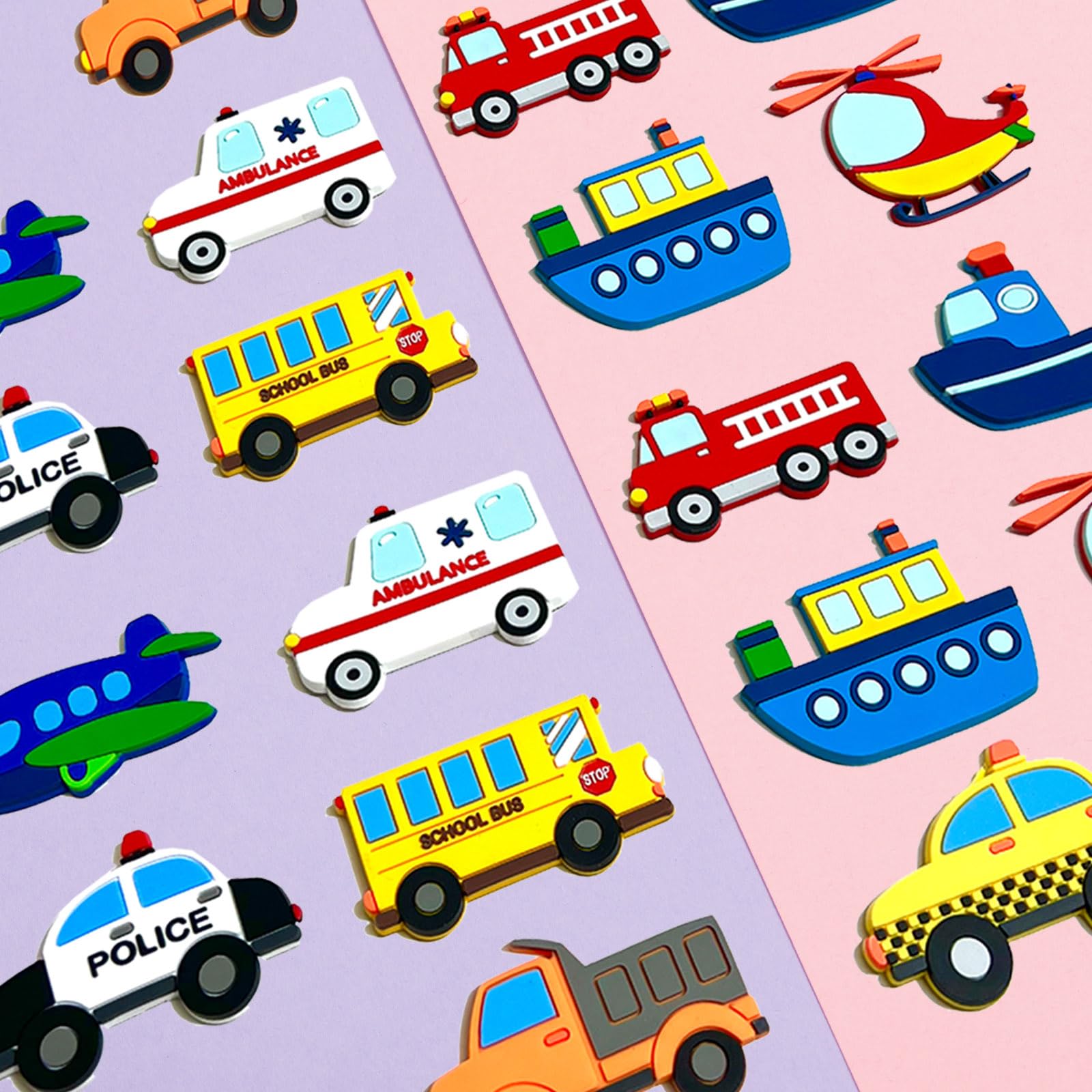 10-Piece Transportation Fridge Magnets for Toddlers – Car, Boat, Aircraft PVC Magnets for Kids Educational Play