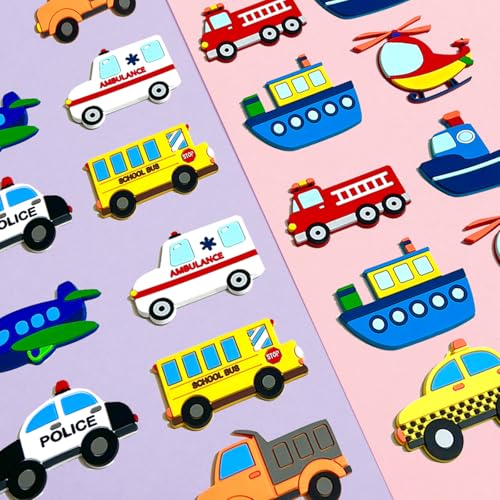 10-Piece Transportation Fridge Magnets for Toddlers – Car, Boat, Aircraft PVC Magnets for Kids Educational Play