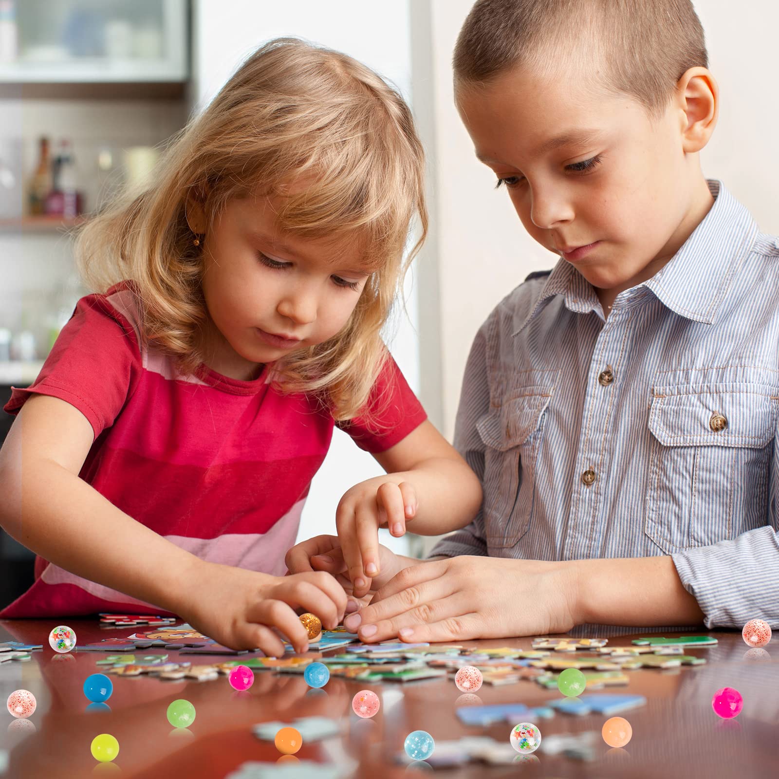 100 Colorful Mini Bouncy Balls in Gift Box – 18mm Party Favors for Kids