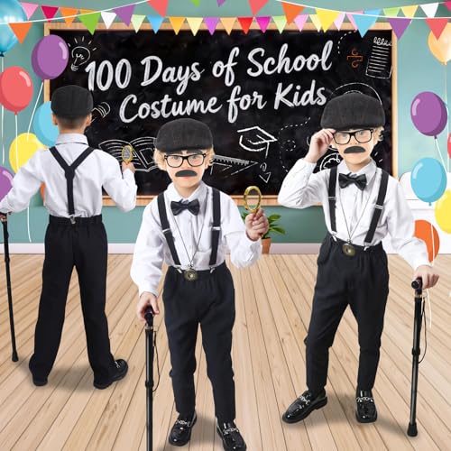 100 Days of School Costume for Boys – Complete Old Man Grandpa Set by Boutrele