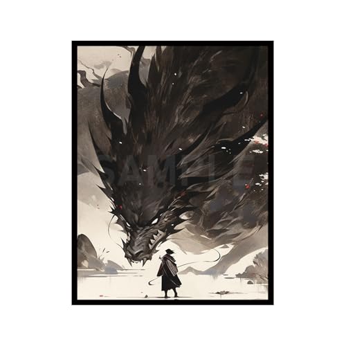 100 Dragon Themed Card Sleeves for TCG Games - 2.6 x 3.6 Inch Standard Size - Clear Front