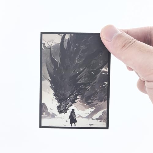 100 Dragon Themed Card Sleeves for TCG Games - 2.6 x 3.6 Inch Standard Size - Clear Front