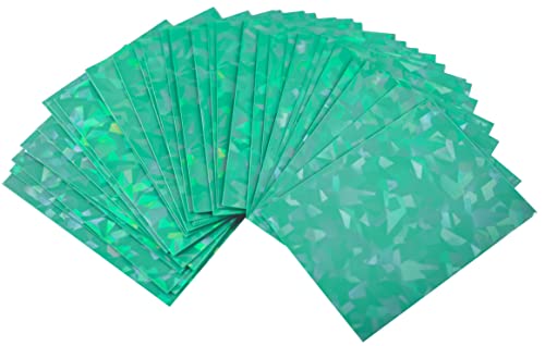 100 Green Holographic Trading Card Sleeves (66x91mm) by Premium Preferred Protection – Shiny Cracked Ice Finish for Standard Cards