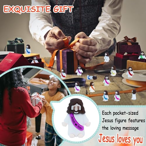 100 Mini Rubber Jesus Figurines Bulk – 10 Colors with 'Jesus Loves You' Message for Easter Egg Fillers and Hide and Seek