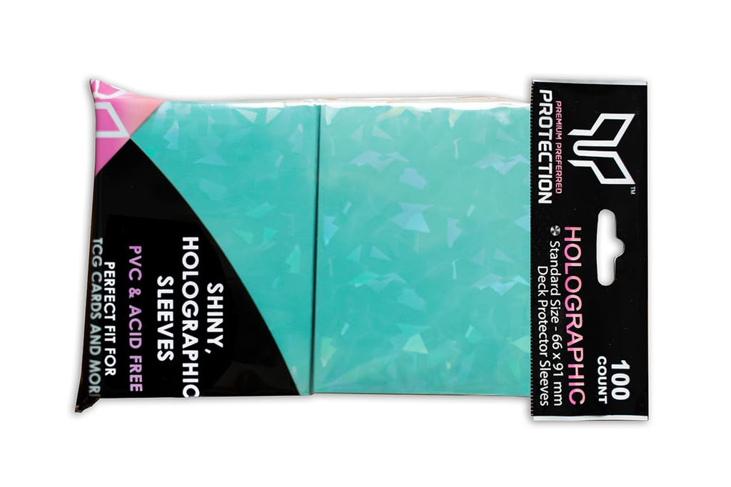 100 Mint Holographic Card Sleeves - Perfect Fit Standard Size for Pokemon, MTG, Yugioh & More