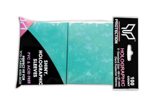 100 Mint Holographic Card Sleeves - Perfect Fit Standard Size for Pokemon, MTG, Yugioh & More