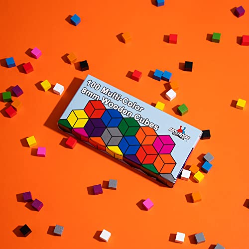100 Multi-Color Wooden Cubes (8mm) – Board Game Replacement Pieces & Classroom Sorting Tokens by Apostrophe Games
