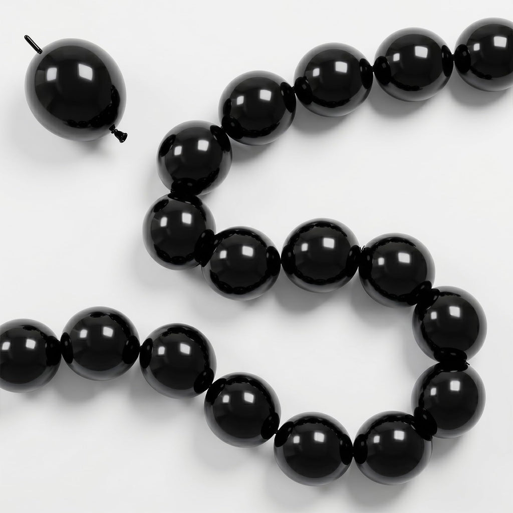100 Pack 6 Inch Black Linking Balloons for DIY Balloon Arch, Balloon Wall, and Party Decorations