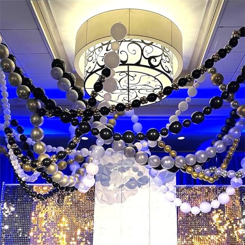100 Pack 6 Inch Black Linking Balloons for DIY Balloon Arch, Balloon Wall, and Party Decorations