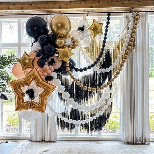 100 Pack 6 Inch Black Linking Balloons for DIY Balloon Arch, Balloon Wall, and Party Decorations