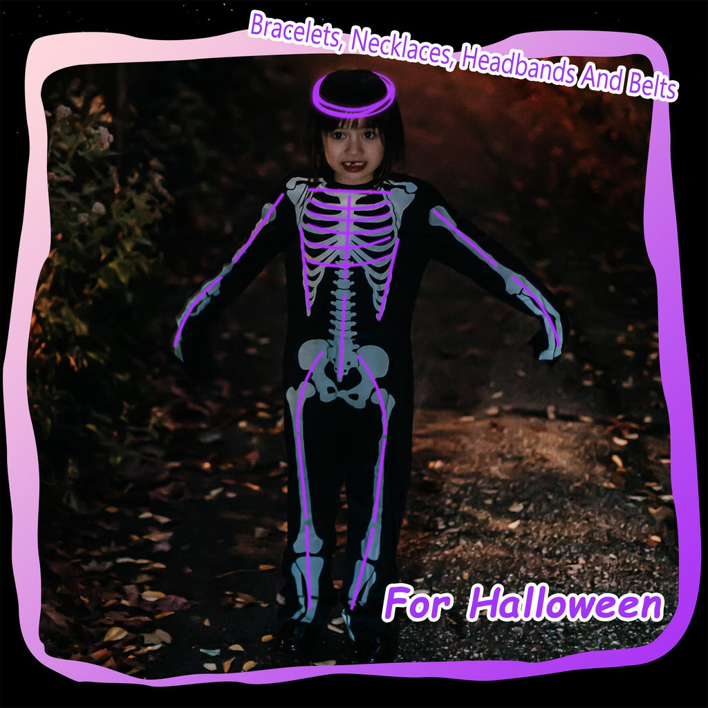 100 Pack 8-Inch Purple Glow Sticks Bulk Party Favors with Connectors - Lasts 6-8 Hours, Waterproof, for Halloween, Christmas, Mardi Gras, Neon Parties