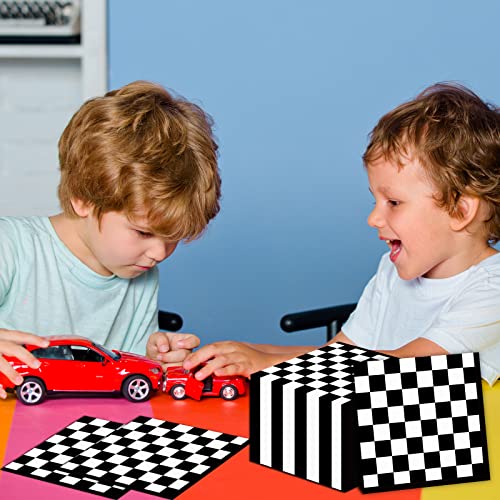 100 Pack Black and White Checkered Race Car Party Napkins – Disposable 2-Ply Paper Napkins for Themed Celebrations