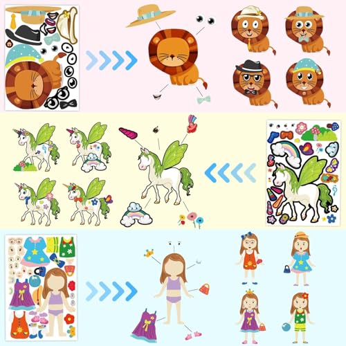 100-Pack DIY Animal Face Stickers – 25 Designs with 1000+ Accessories for Kids Crafts, Party Favors, and School Rewards