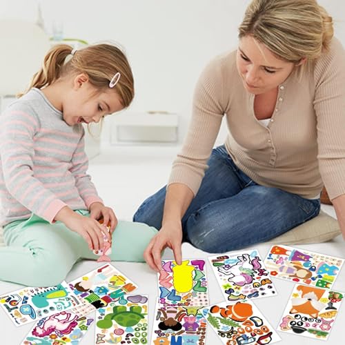 100-Pack DIY Animal Face Stickers – 25 Designs with 1000+ Accessories for Kids Crafts, Party Favors, and School Rewards