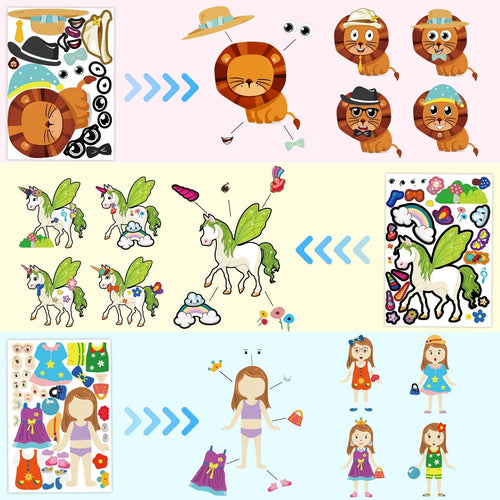 100-Pack DIY Animal Face Stickers – 25 Designs with 1000+ Accessories for Kids Crafts, Party Favors, and School Rewards