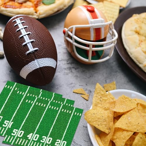 100-Pack Football Party Napkins – 2 Designs, 6.5x6.5 Inch Disposable Paper Napkins for Super Bowl, Birthday & Tailgate
