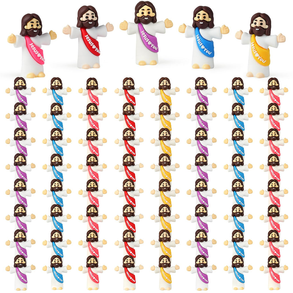 100-Pack Mini Jesus Figurines | Bulk Multicolor Little Jesus Dolls for Easter Egg Stuffers and Religious Gifts