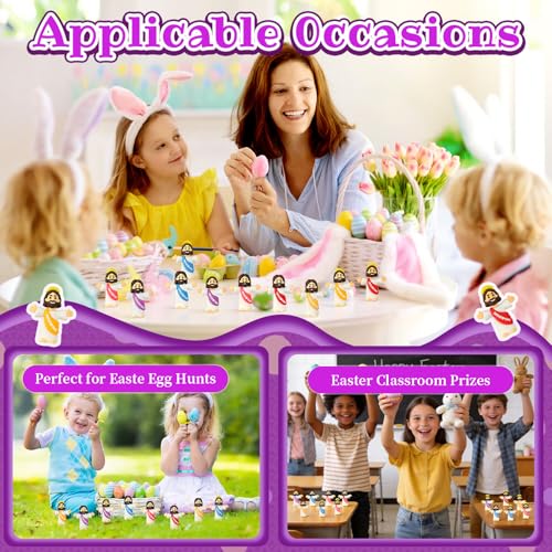 100-Pack Mini Jesus Figurines | Bulk Multicolor Little Jesus Dolls for Easter Egg Stuffers and Religious Gifts